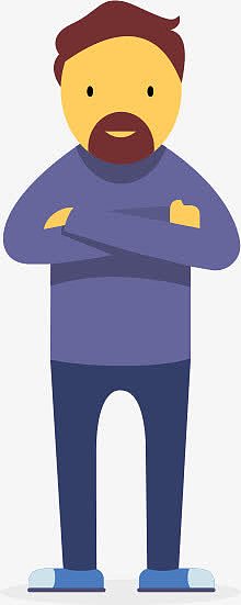 卡通蓝色抱胸大胡子男子