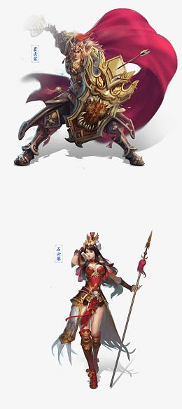 盾牌金甲将军古风手绘