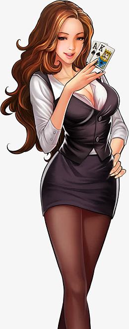 手绘扑克女郎