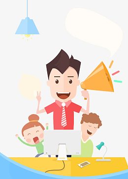 手持喇叭的卡通小人