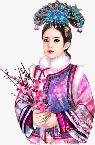 粉衣清宫美女古风手绘