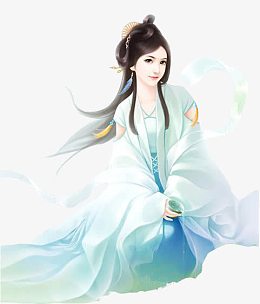 古代青衣女子蓝色图片人物素材