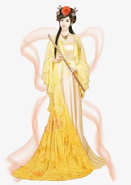 吹箫的黄衣仕女古风手绘