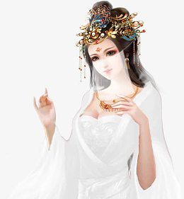 白衣蒙面华丽美女古风手绘