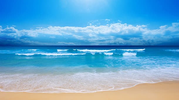 蓝色海浪沙滩海报背景