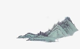 绿色山峰水墨手绘