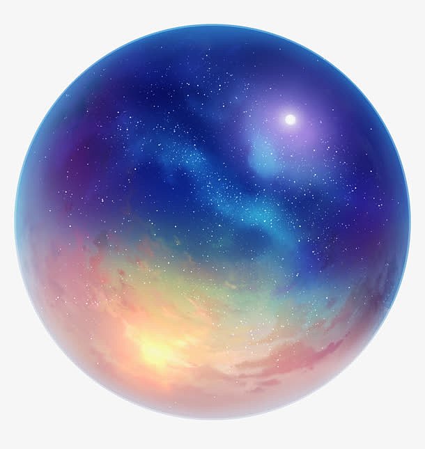 夜空圆球手绘素材