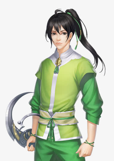 绿衣长发清秀少年