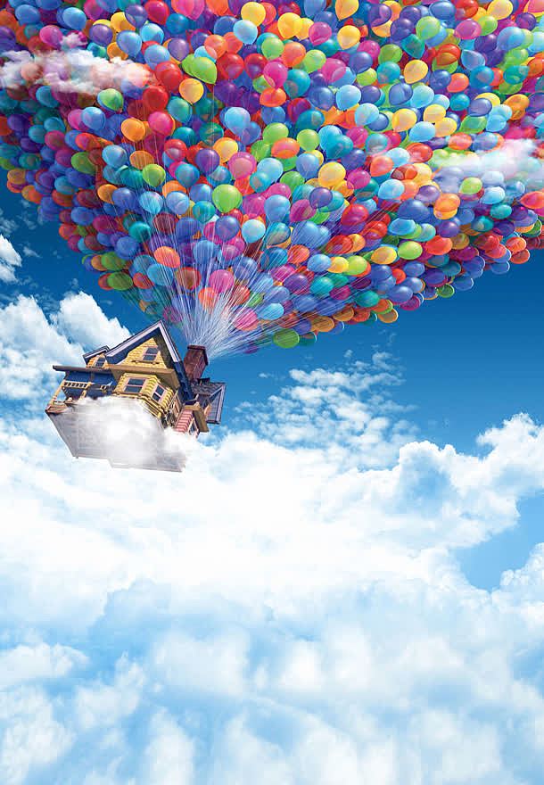 氢气球房屋天空云朵