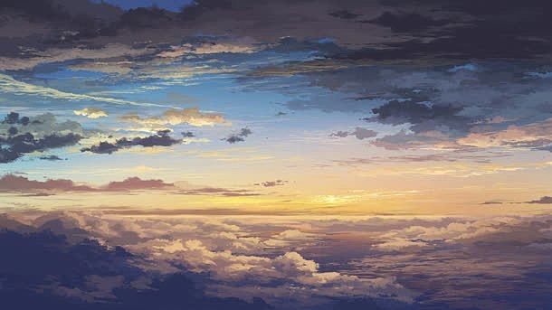 云层上的夕阳海报背景