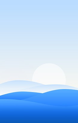 卡通蓝色山峦日出海报背景