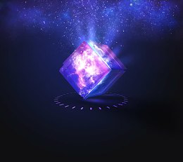 神秘星空下紫色魔方