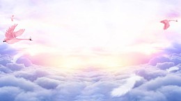 云层上飞翔的粉色天鹅梦幻海报背景