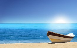 蓝色大海搁浅小船海报背景