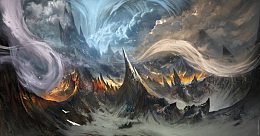魔幻大风山峰海报背景