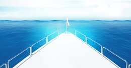 海上白色游艇海报背景