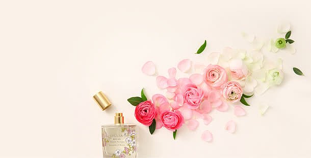 香水粉色白色花朵