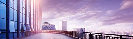 现代办公楼阳台海报背景