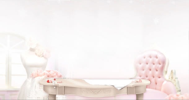 粉色沙发白礼服电商海报