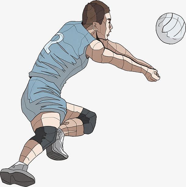 手绘人物男子排球