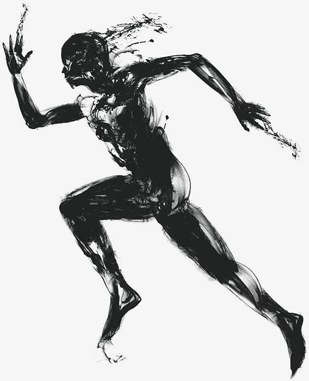 黑色水墨画奔跑的人奥运会