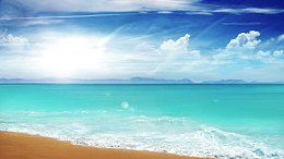 蓝色天空海面沙滩高清背景素材