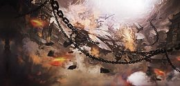 破碎石块锁链海报背景魔幻