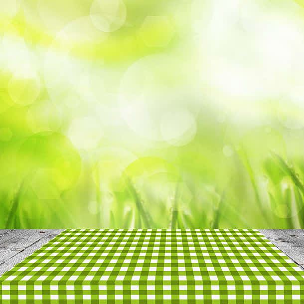 青草绿色方格餐巾布海报背景