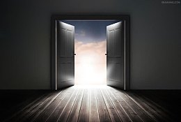 灰色打开的门木板