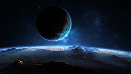 蓝色神秘发光星球