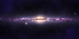 宇宙中的紫色星云海报背景
