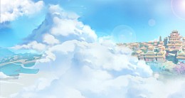 云上天宫卡通游戏海报背景