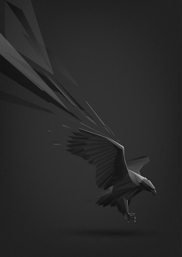 黑色老鹰雕塑海报背景
