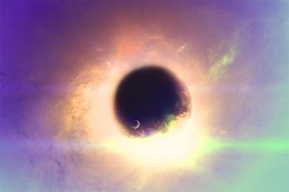 蓝色天空黄色星球亮光