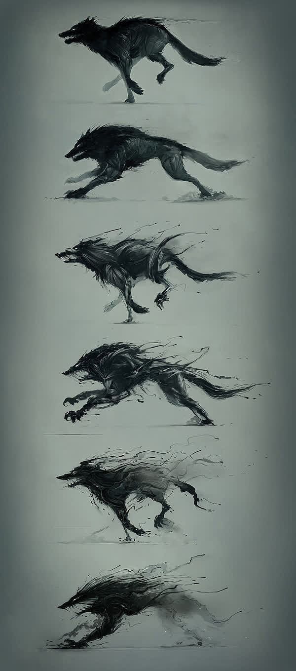 水墨画奔跑的狼海报背景