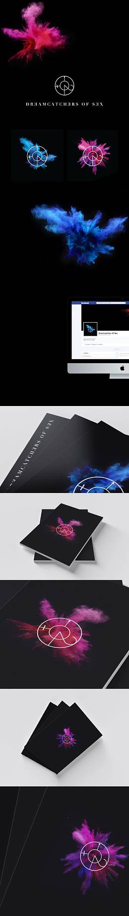 简约黑色背景粉红色烟雾图