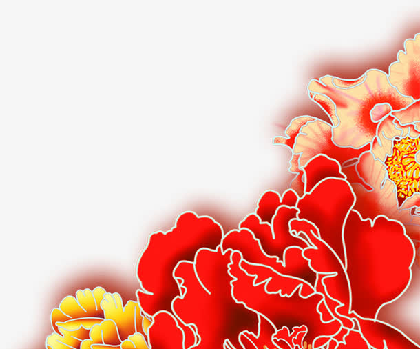 手绘红色菊花中秋节