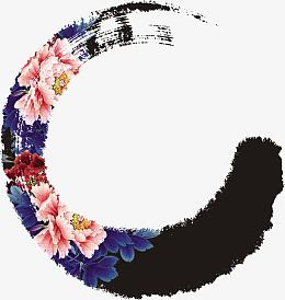 中秋墨迹圆环边框