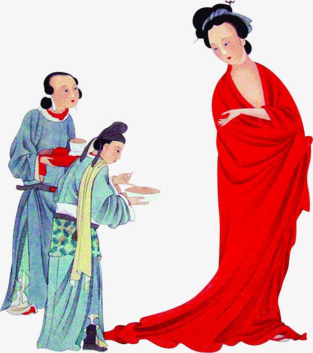 中秋节手绘红衣美女男子