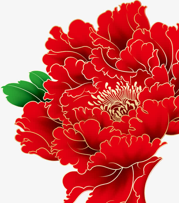 手绘高贵牡丹花白底素材免抠素材免费下载_觅元素51yuansu.com