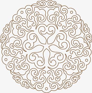 黄褐色祥云圆形花纹装饰中秋