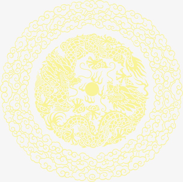 黄色龙纹中秋背景圆形