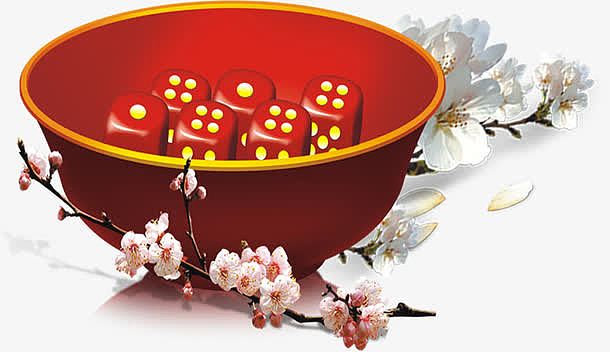 中秋节红色碗里的骰子