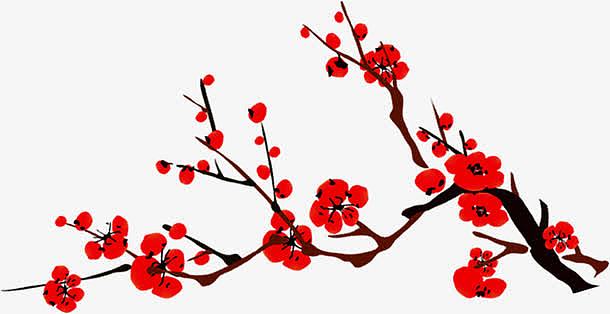红色梅花手绘中秋国庆