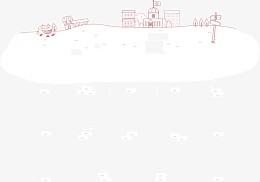 深砖红色建筑景点简笔画