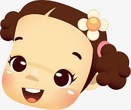微笑小女孩头部卡通