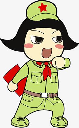 绿色军装女兵卡通
