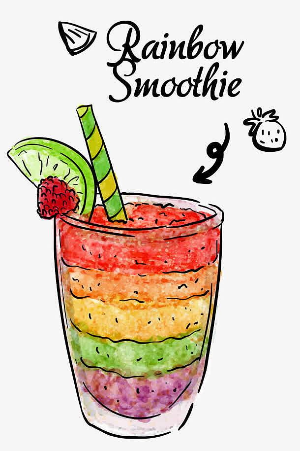 手绘水彩果汁饮品
