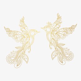线条画双鸟花纹七夕爱情鸟