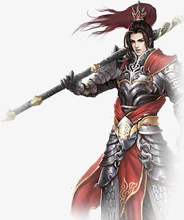 红色披风银甲将士古风手绘游戏